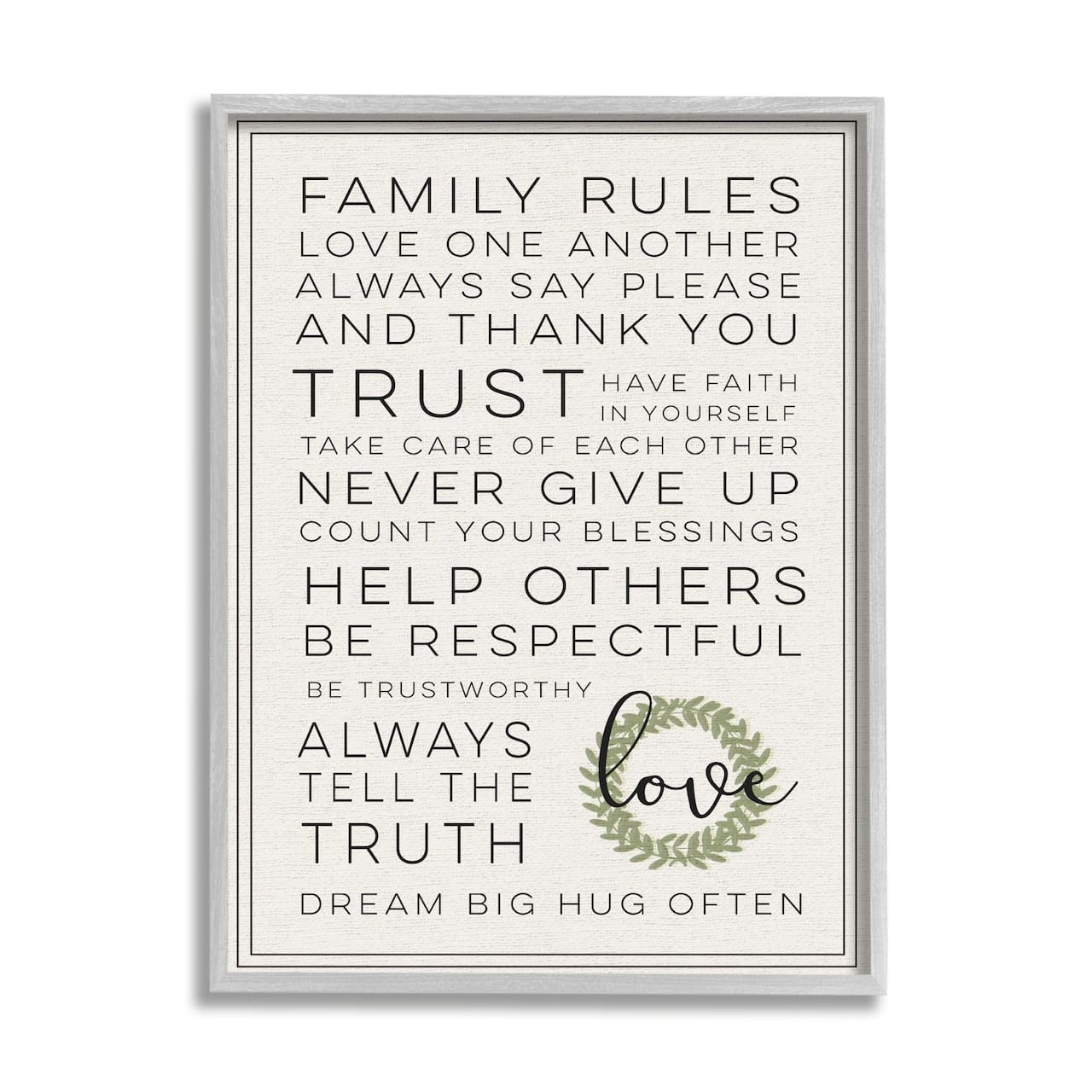 Stupell Industries Family Rules Love Dream Often Framed Wall Art